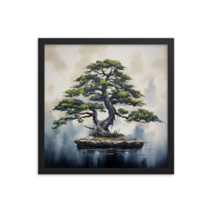 Large Bonsai Tree Wall Art • Japandi Framed Watercolour Print • Botanical Décor