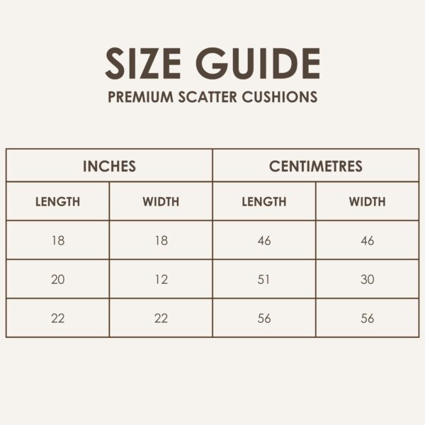 Premium Cushion Metric Size Guide.