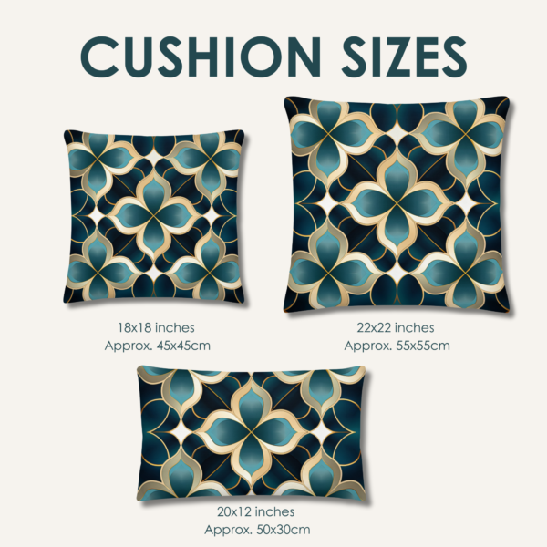 Three premium cushion sizes. 18x18", 20x12" and 22x22".